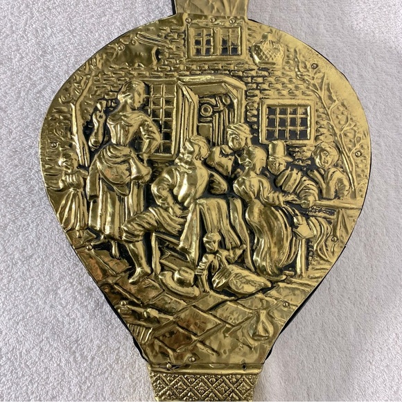 Vintage Antique Brass W Leather & Wood Decorative Bellows - Picture 2 of 16